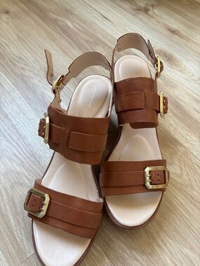 Rockport Women’s Brown Leather Buckle Sandals